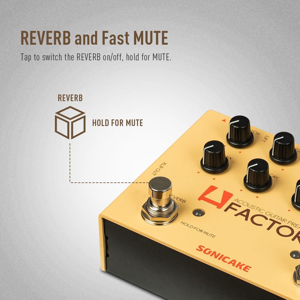SONICAKE Acoustic Guitar Effects Pedal with Analog Preamp and Digital Reverb Acoustic Instruments with XLR Output - A Factory - Image 3